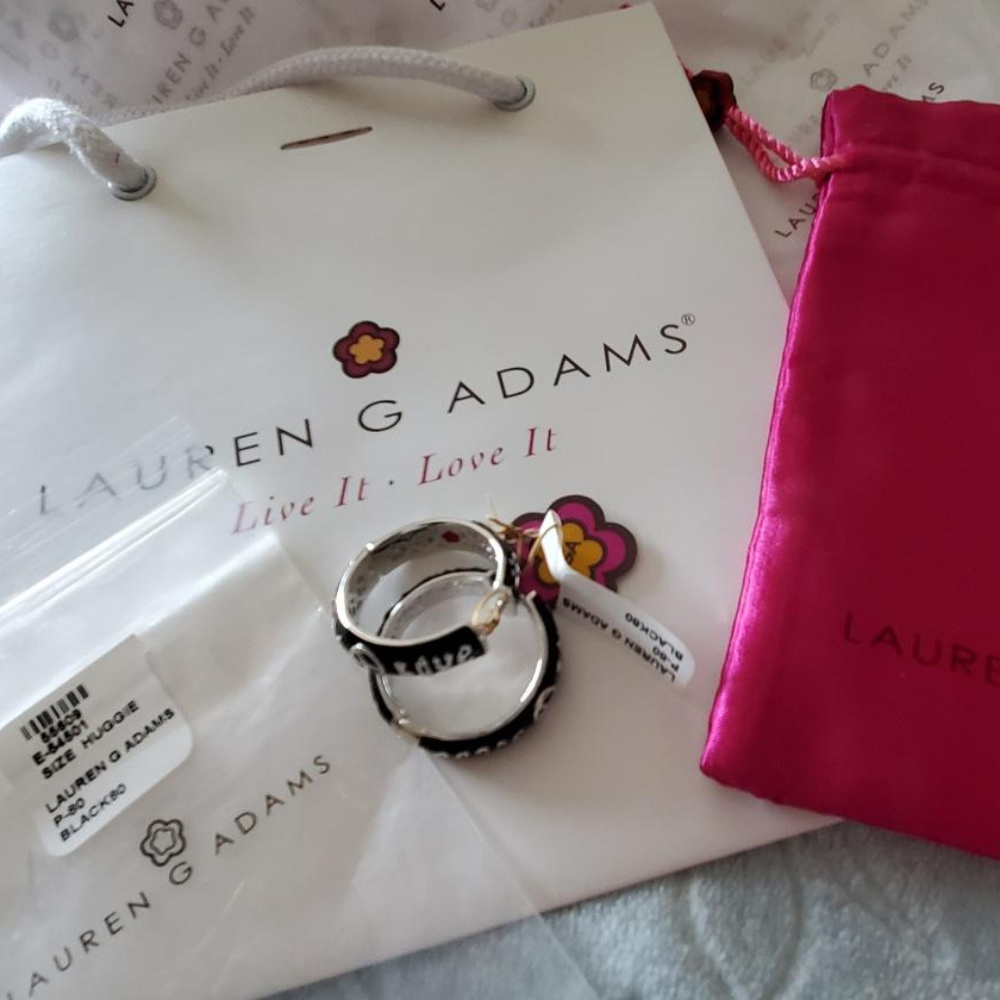 Lauren G Adams Hoop Earrings Peace/Love
